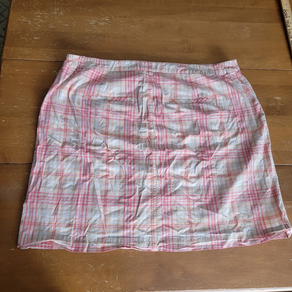 CJ Banks Coral Plaid Mini Skirt With Built In Shorts Plus Size 22W - Picture 12 of 12